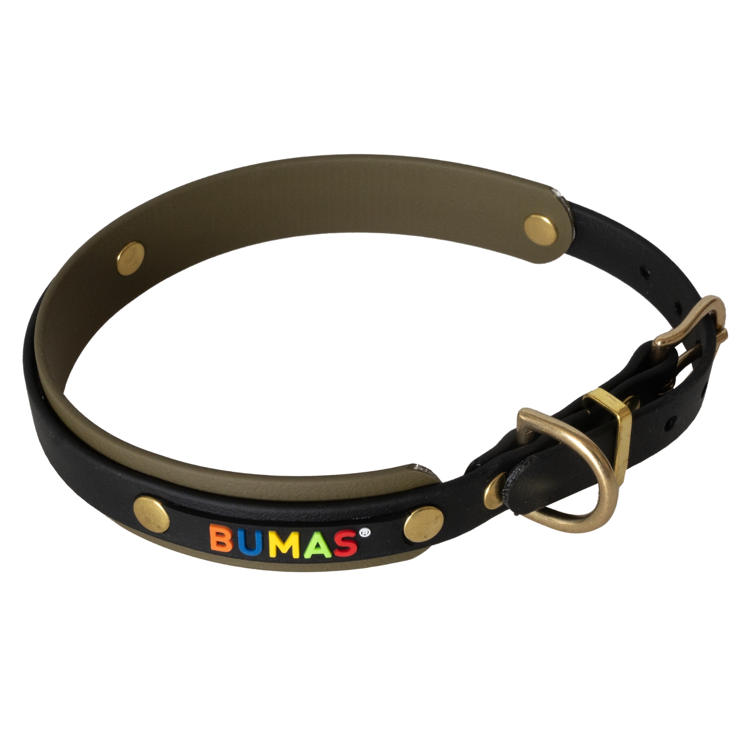 BUMAS Elements Halsband aus Biothane Farbe Schwarz & Olive