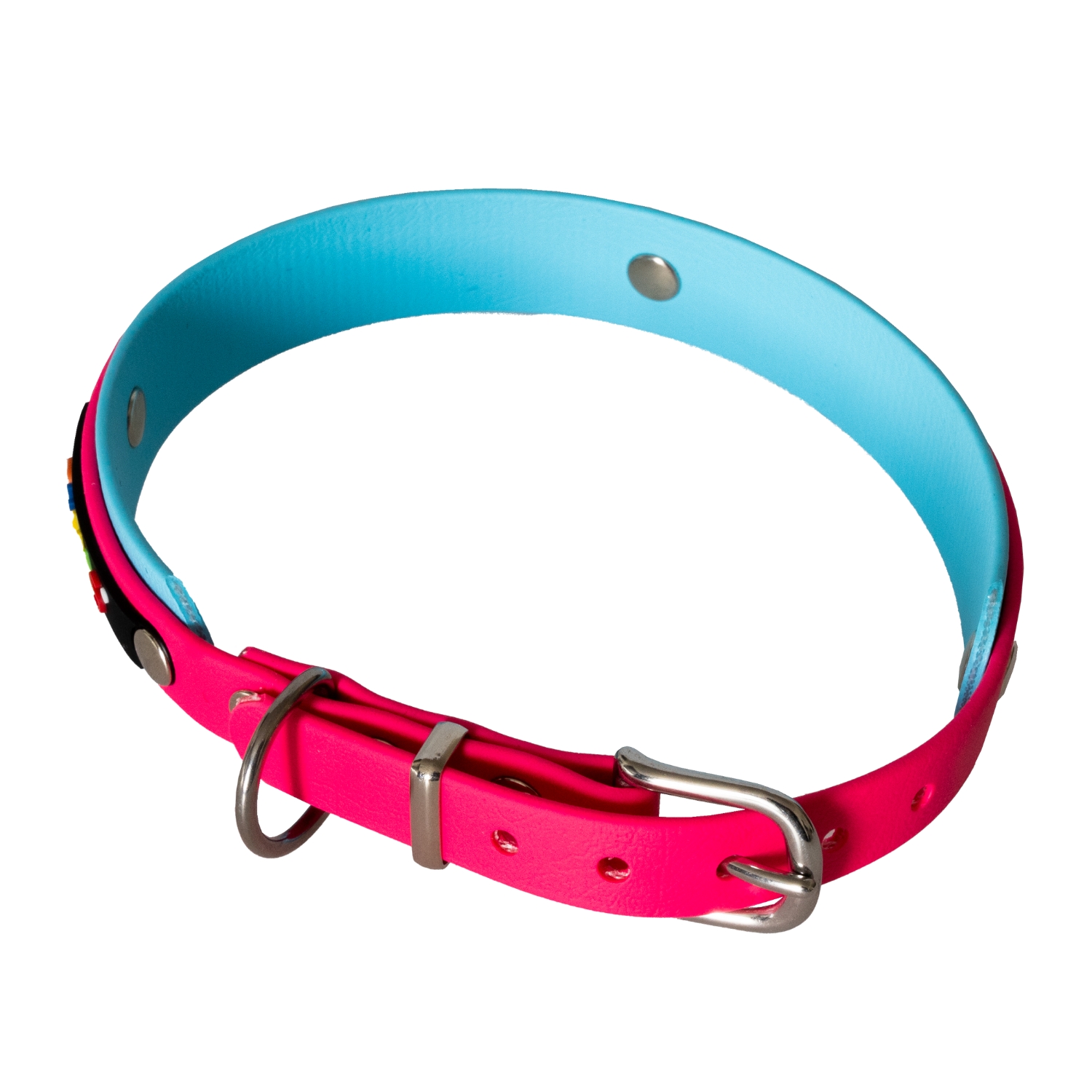 BUMAS Elements Halsband aus Biothane Farbe Magenta & Himmelblau