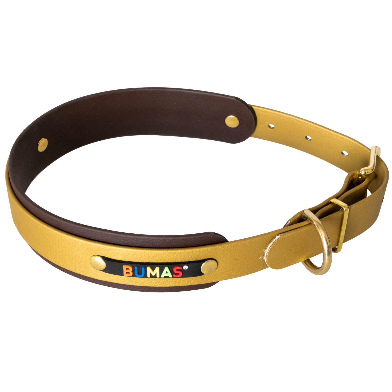 BUMAS Elements Halsband aus Biothane Farbe Gold & Braun