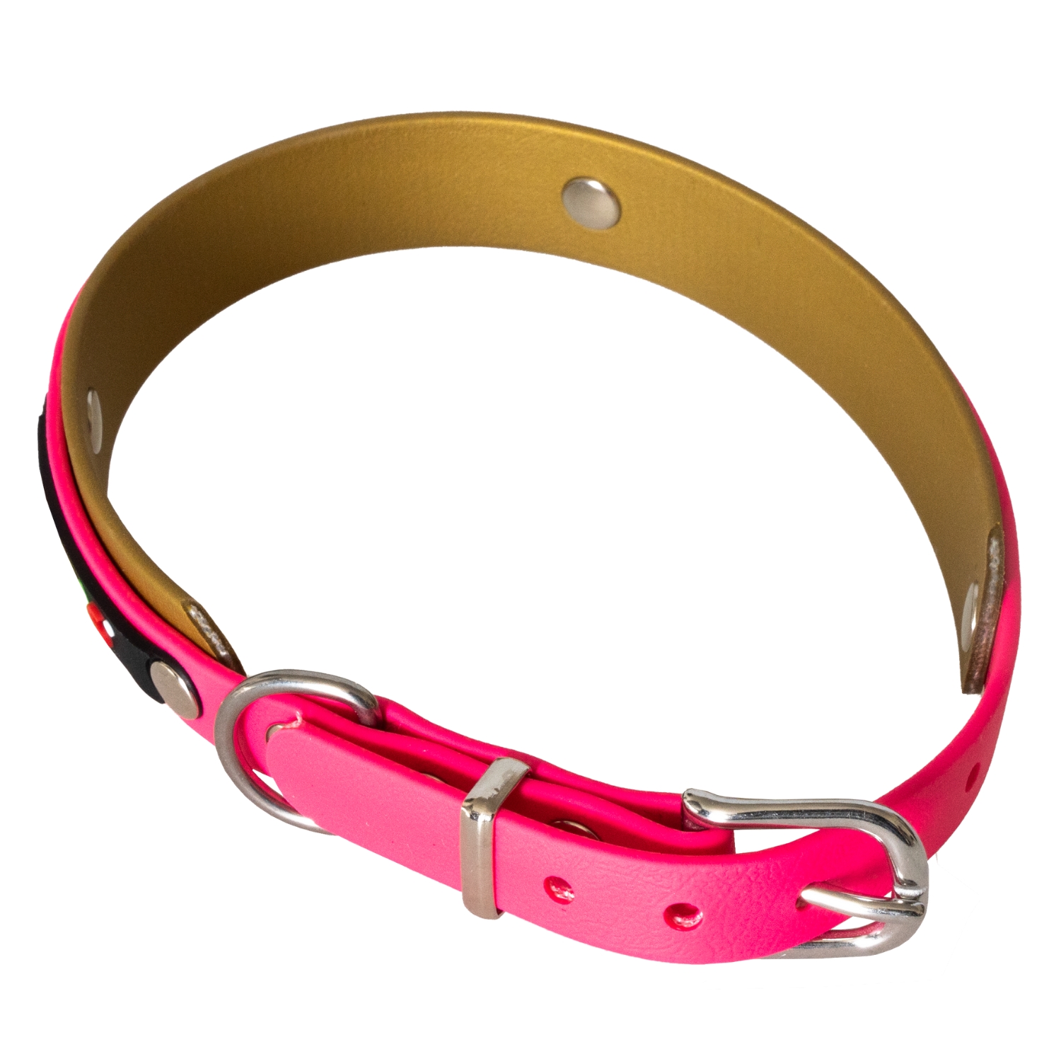 BUMAS Elements Halsband aus Biothane Farbe Gold & Magenta