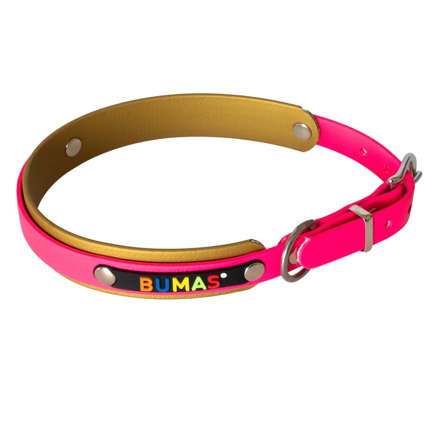 BUMAS Elements Halsband aus Biothane Farbe Gold & Magenta