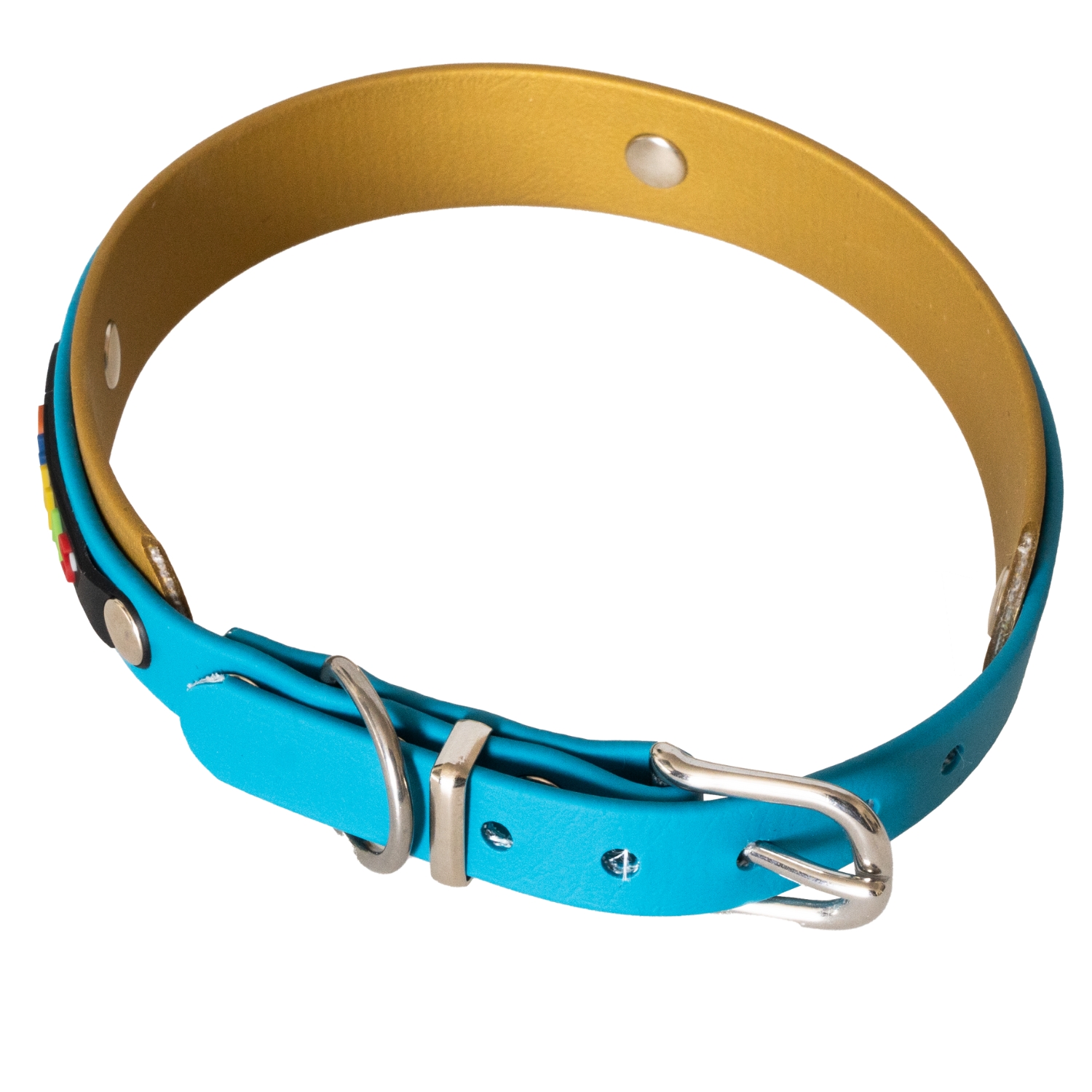 BUMAS Elements Halsband aus Biothane Farbe Gold & Petrol