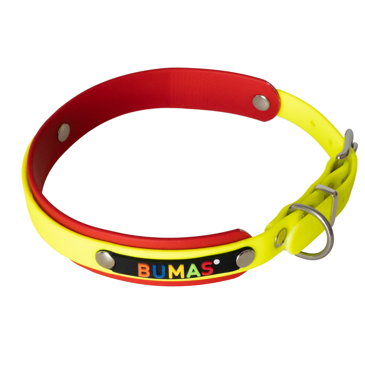 BUMAS Elements Halsband aus Biothane Farbe Neon Gelb & Rot