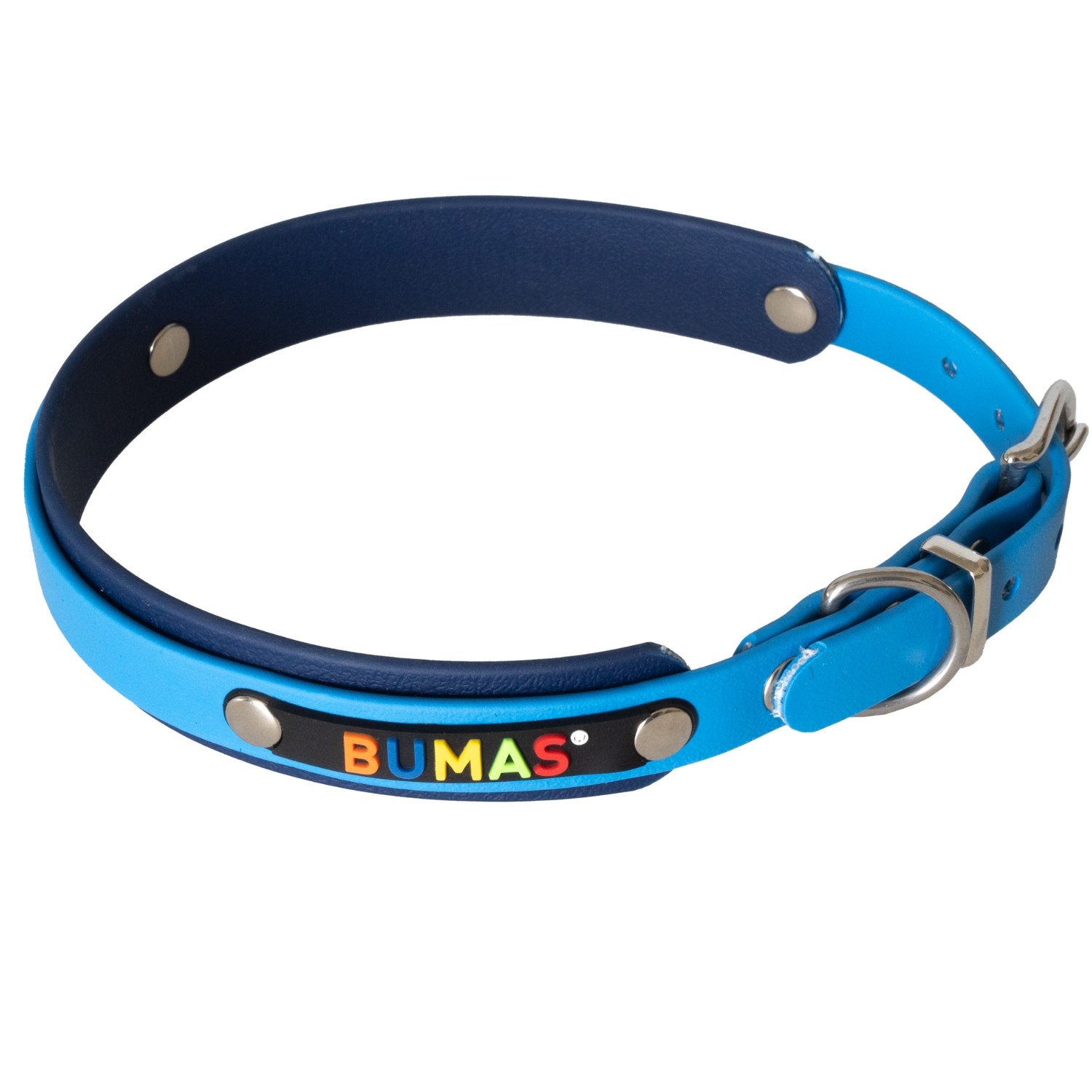 BUMAS Elements Halsband aus Biothane Farbe Helllblau, Navy