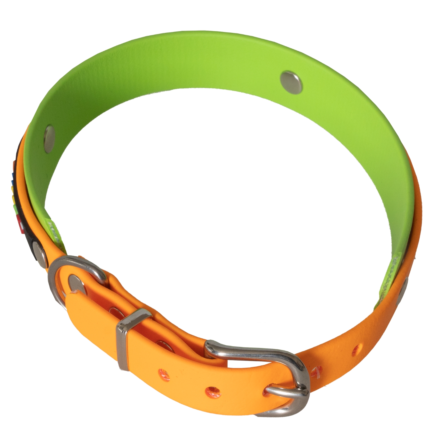 BUMAS Elements Halsband aus Biothane Farbe Kiwi & Mandarine