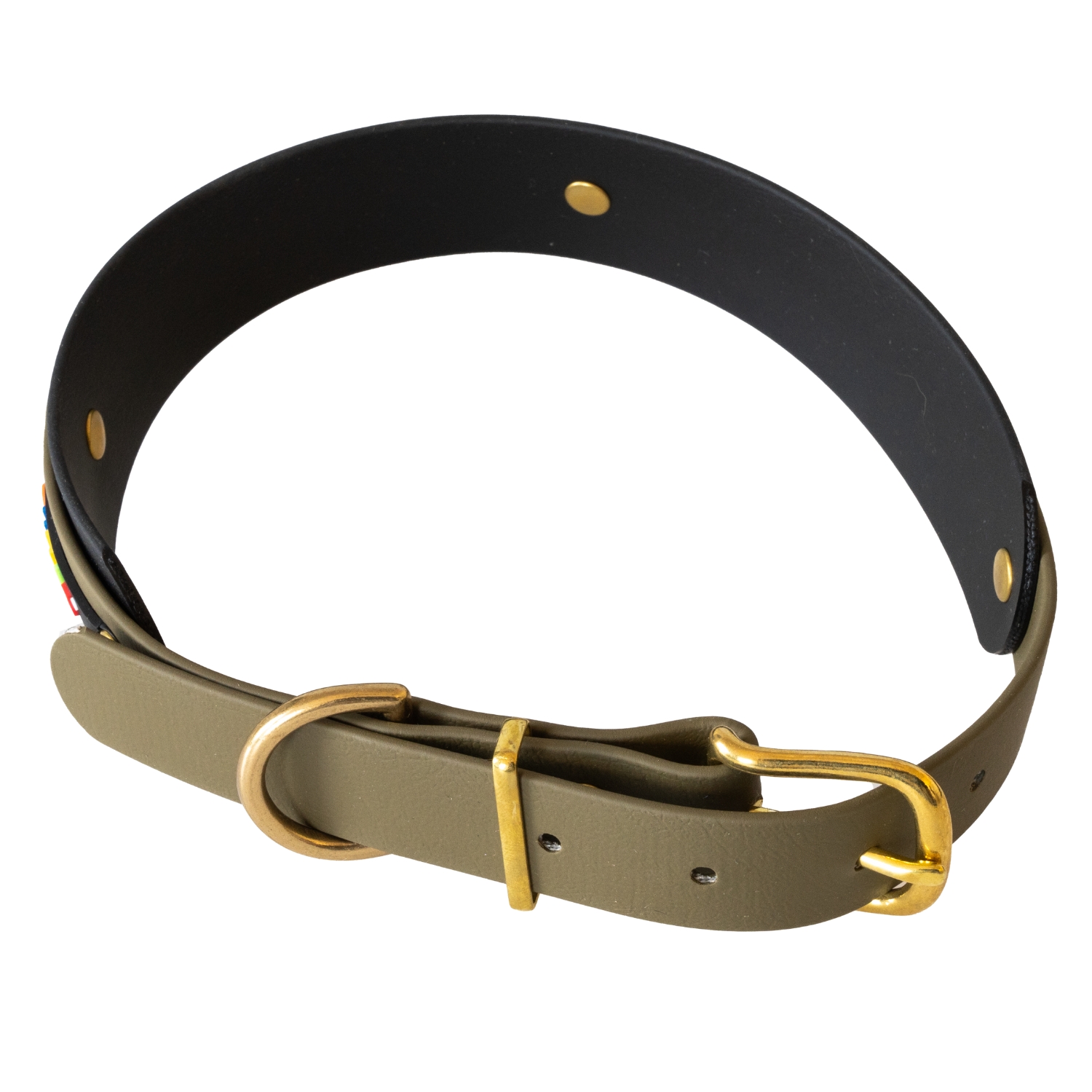 BUMAS Elements Halsband aus Biothane Farbe Schwarz & Olive